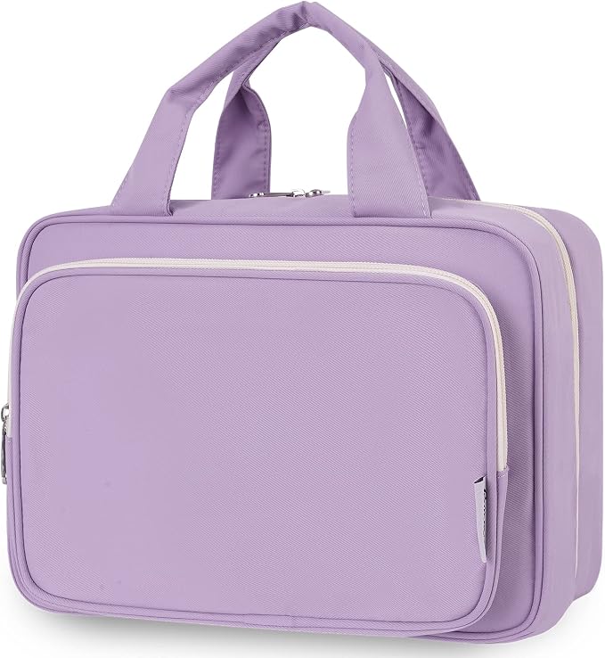 Narwey Travel Toiletry Bag for Women Large Hanging Makeup Bag Organizer Toiletries Bag for Full Size Essentials Accessories Cosmetics (Purple (Large)) by Narwey