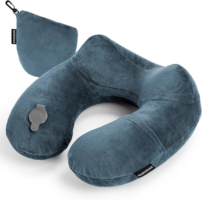 Rewondah Inflatable Travel Pillow for Sleeping Airplane - Inflatable Neck Pillow for Traveling on Plane with Washable Cover, Blow up Neck Travel Pillow for Airplanes, Cars - Portable and Comfortable by Rewondah