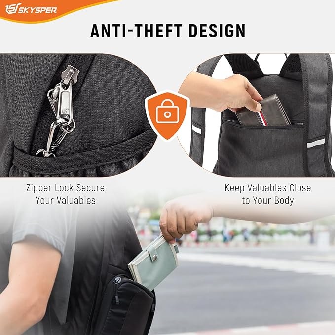 SKYSPER Anti Theft Hiking Backpack, 20L RFID Packable Travel Daypack, Lightweight Foldable Back Pack for Walking Daytrip - Image 3