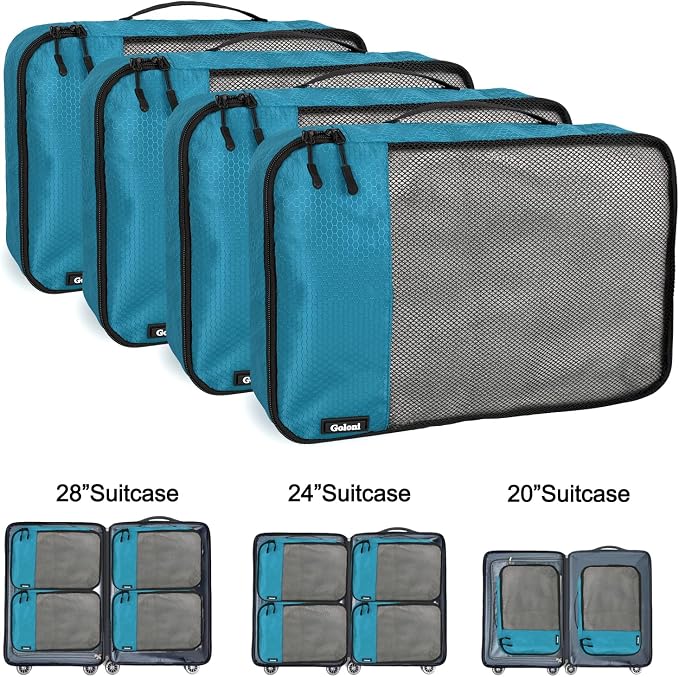 Packing Cubes for Travel Essentials,4 Set Packing Cubes for Suitcases,Lightweight Mesh Luggage Organizer Bag,Blue - Image 4