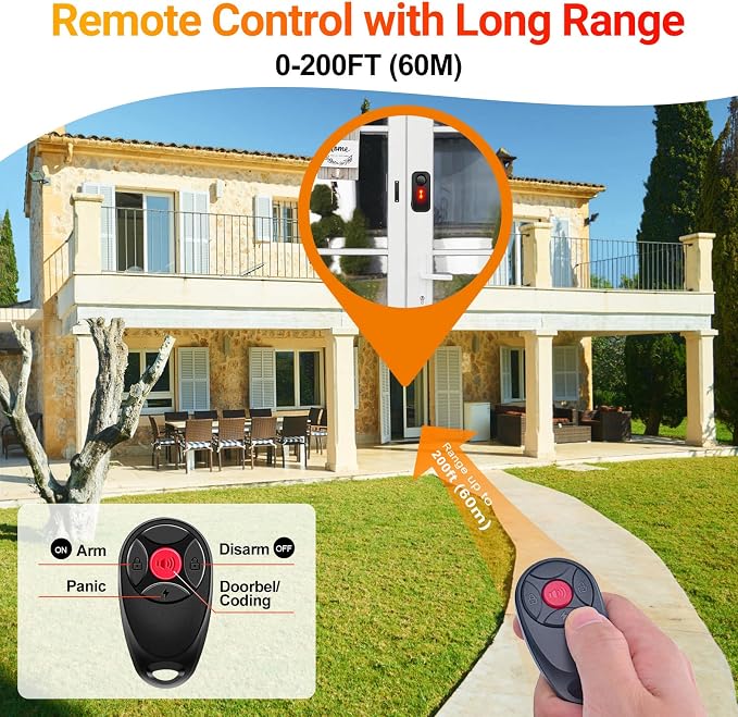 Greencycle Door Alarm with 3Remotes,Door Alarms for Kids Security,Pool Safety Alarms for Doors and Windows,113dB,Alarm/Doorbell Mode,IP66 Waterproof Home Security Sensor Outdoor Garage Apartment - Image 4