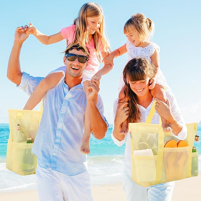 Tagitary Mesh Beach Bag with Zipper Large Beach Tote Waterproof Sandproof with 8 Pockets for Toys Pool Bag Beach Accessories - Image 7