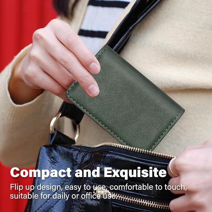 RFID Blocking Wallet - Minimalist Leather Business Credit Card Holder (12-Green) - Image 4