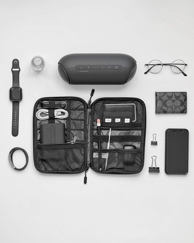 BAGSMART Large Electronics Organizer Travel Case for Tech Accessories, Blue | Tech Accessories, Cord Storage Bag, For Phone, Power Bank, SD Card, Cables - Image 7