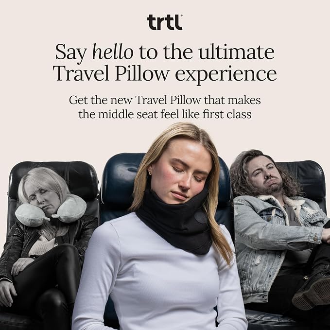 Trtl Travel Pillow Original 2.0 – Scientifically Proven Super Soft Travel Pillow with Premium Head & Neck Support – for Airplane Travel – Machine Washable – Lightweight & Compact – Jet Black – Small - Image 2