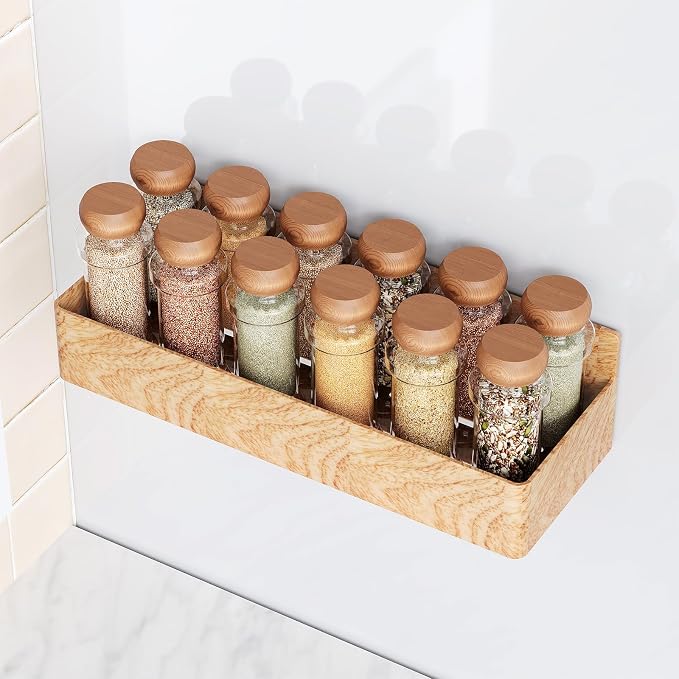 Mystozer Magnetic Spice Rack for Refrigerator, Kitchen Organizer and Storage Shelf, Woodgrain (4 Pack)… - Image 2