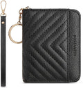 BOSTANTEN Credit Card Holder Small RFID Wallet Women with Keychain Wristlet | Compact, Accordion Design, Easy Organization, Fits Small Purses, Quilted Vegan Leather, Perfect Gifts, Black by BOSTANTEN