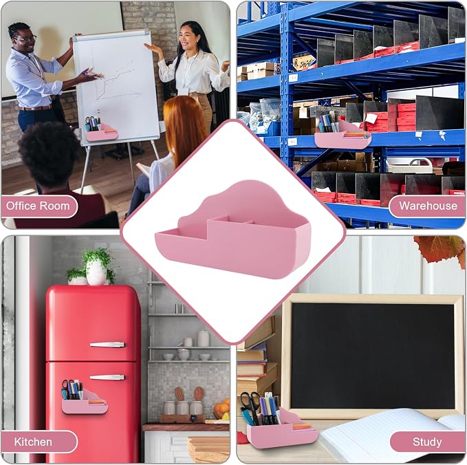 KITANIS Magnetic Pen Holder,3 Compartments Magnetic Dry Erase Marker Holder,Extra Strong Magnet Storage Marker Pen Pencil Organizer for Refrigerator,Whiteboard,Locker Accessories(Cloud Style) - Image 7