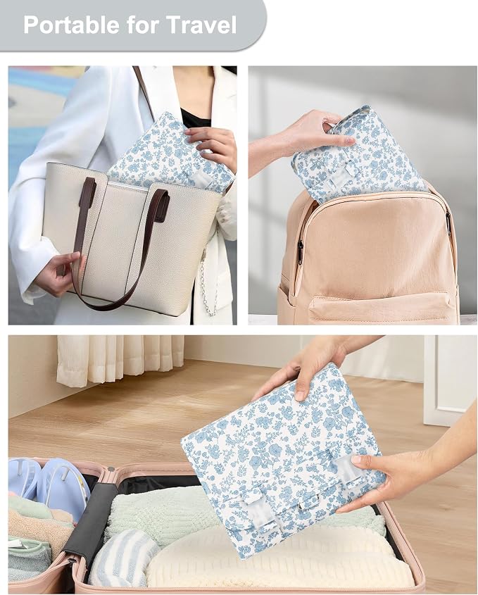 Relavel Small Hanging Toiletry Bag for Women, Floral Hanging Organizer | Portable Travel Bag for Travel-Sized Shower Dopp Kit, Waterproof Toiletries Organizer with 3 Compartments for Outdoor - Image 8