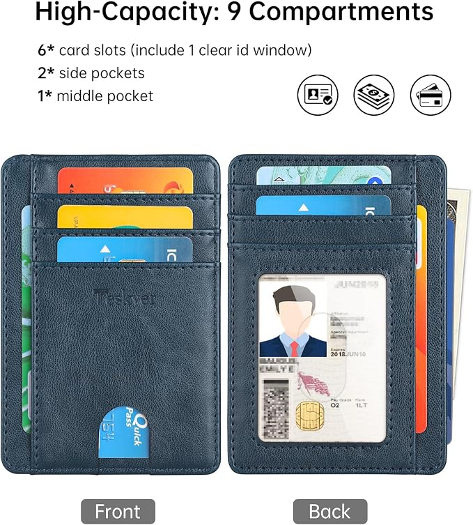 Teskyer Slim Minimalist Wallet for Men, RFID Front Pocket Card Holder | Ultra Slim Front Pocket Design, 8 Card Slots, RFID Protection, Smooth Faux Leather for Everyday Carry - Image 4
