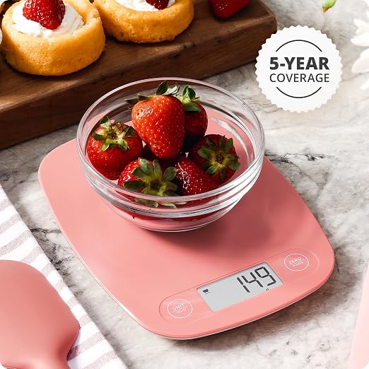 Greater Goods Food Scale, Slim & Compact Build, 1g Precision (Coral Pink) | Digital Kitchen Scale for Cooking, Meal Prep & Portion Control, Tare, Auto Shut-Off, g/oz/lb/ml Conversion & Calorie Tracking - Image 9