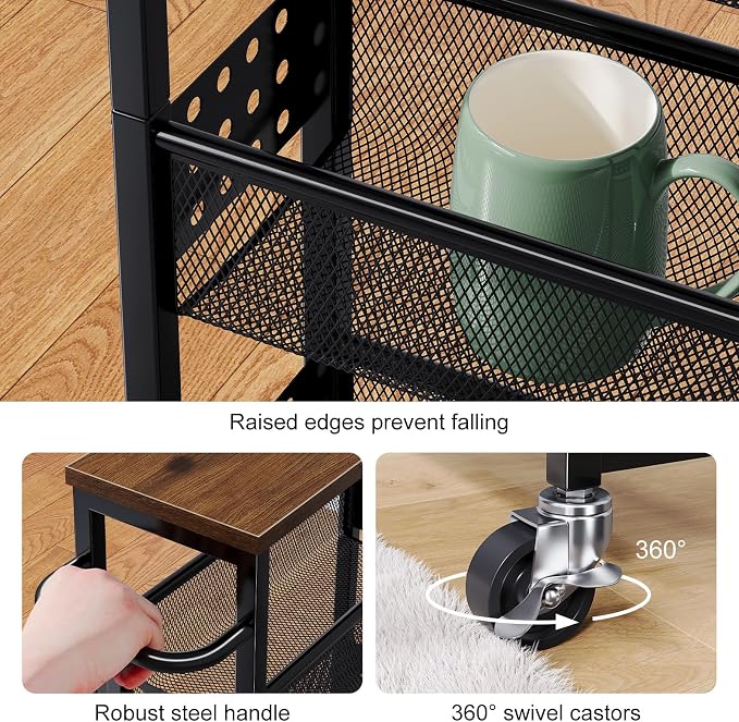 Laundry Room Slim Rolling Cart with Wheels for Between Washer and Dryer Gap | Utility Slim Storage Cart with Table Top, Small Laundry Organizers and Storage Shelves, Thin Shelf for Narrow Spaces, 4 Tier - Image 9