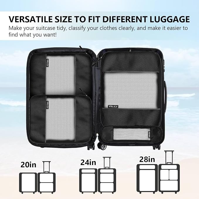 Compression Packing Cubes for Suitcases,5 Set Travel Essentials, Lightweight Luggage Organizer Bags, Travel Cubes for Carry on - Image 6