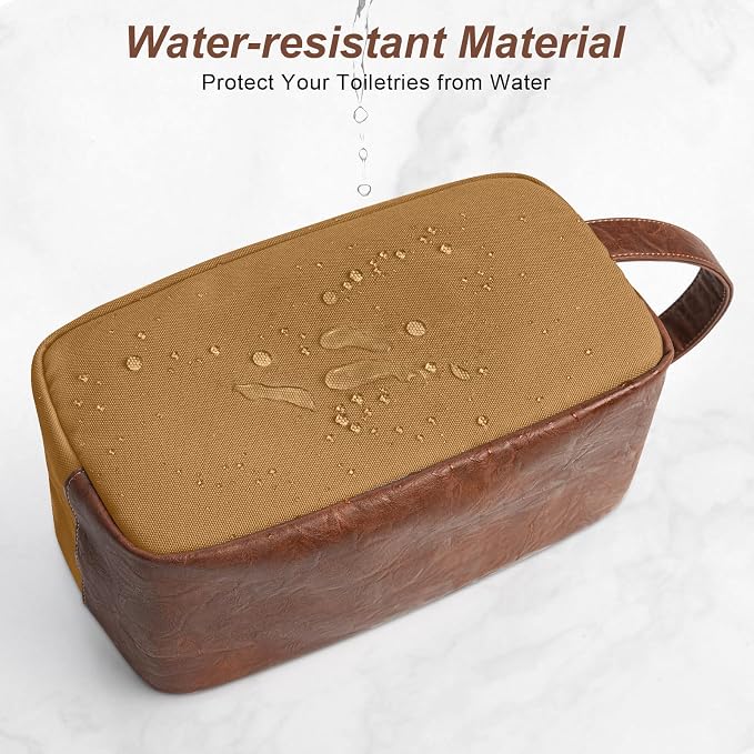 Travel Toiletry Bag for Men, Hanging Toiletry Organizer, Water Resistant Shaving Kit with Large Capacity for Travel Accessories (Brown, Medium) - Image 5