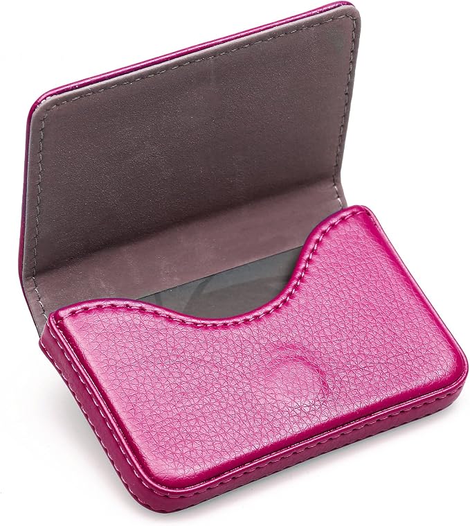 RFID Blocking Wallet - Minimalist Leather Business Credit Card Holder - Rose - Image 2