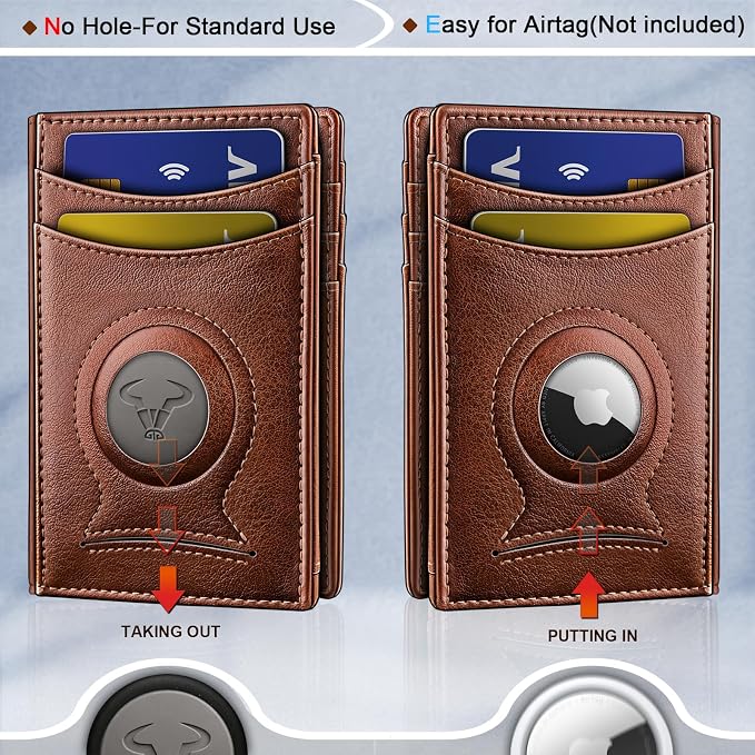 BULLIANT Magnetic Slim Leather Airtag Wallet Money Clip For Men 12Cards | RFID Blocking | Easy Access | Gift Boxed | Pocket Fit - Image 4