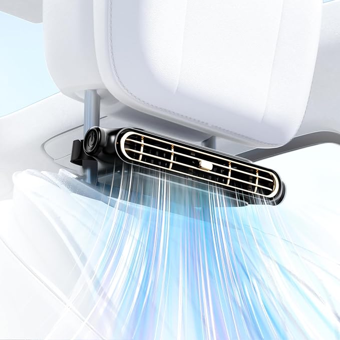 2026 Car Headrest Fan, Invisible Car Seat Cooling Fan, USB Backseat Fan Portable Vehicle Design with 3 Adjustable Wind Speeds for Most Cars Vehicle Jeep Van RV Truck by Unknown