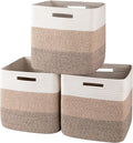 OIAHOMY 13 Inch Cube Storage Bins, 3-Pack Cotton Rope Woven Baskets for Organizing, Insert Storage Baskets for Shelves, Baby Nursery, Closet Organizer, 13 * 13 * 12.6IN, Gradient Brown by MasterofSpaceOptimization