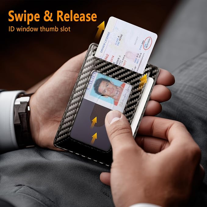 Travelambo Slim Minimalist Wallet for Men, RFID Blocking Credit Card Holder, Front Pocket ID Card Case, Gifts for Men, Husband, Boyfriend, Teenage - Image 6