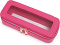 Pinkmik Makeup Brush Case, Fuxia, SLIM | Clear Travel Cosmetic & Toiletry Bag, Small Makeup Bag, Zipper Purse Organizer, Car Essential Bag for Women by Pinkmik