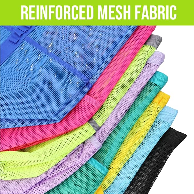 Large Mesh Beach Tote Bag, 9-Pocket Foldable Summer Vacation Beach Bag for Travel, Pool, Gym, Cruise - Image 7