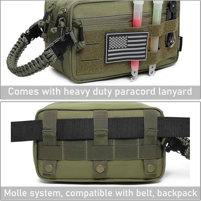 Tactical Toiletry Bag for Men Dry Wet Separate Dopp Kit Travel Hygiene Bag EDC Utility Tool Molle Pouch Mens Shaving Kit Travel shower Bags (OD Green) - Image 2