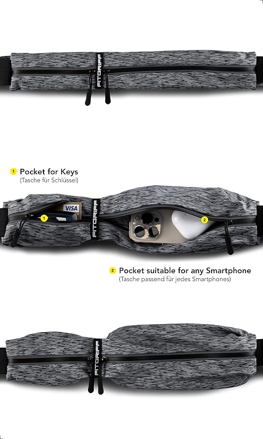 Fitgriff® Running Belt for Men & Women - Secure Jogging Pouch for Phone, Keys & Essentials - For All Cell Phones - Image 2