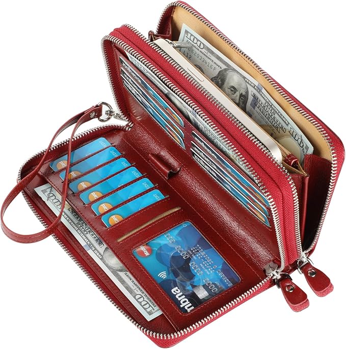 Small Compact Women Wallet RFID Blocking Genuine Leather Bifold Purse with ID Windows - Image 2