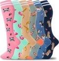 fenglaoda Compression Socks Women Men 6 Pairs, Knee High Best Support Circulation Socks for Running, Travel, Flight, Nurse by fenglaoda