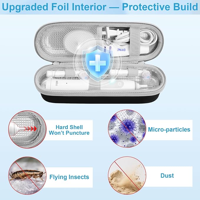 ICIMBI Electric Toothbrush Travel Case for Oral B/Oral-B Pro 1000 1500 5000 7000 Electric Toothbrush,Hard EVA Protective Toothbrush Holder, Includes 2 Brush Head Caps, Compact & Water-Resistant - Image 5