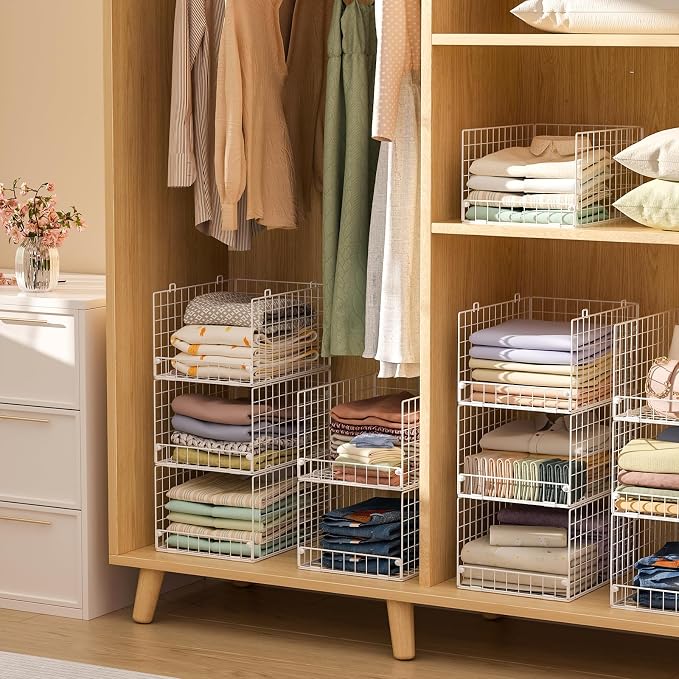 Yociyoga Stackable Closet Organizers and Storage - 4-Tier Stackable Storage Bins, Foldable Closet Shelf Organizer Basket, Clothes Organizers Shelves for Organizer System(Patent 30022416) - Image 4
