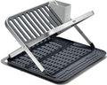 OXO Good Grips Aluminum Fold Flat Dish Drying Rack, 2-Tier, with Drainboard, for Kitchen Counter, Collapsible by Unknown