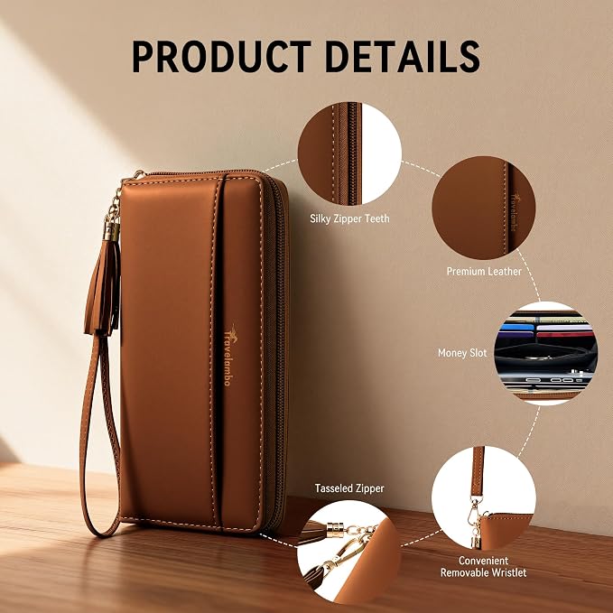 Travelambo Wristlet Wallet Women RFID Bifold Large Capacity Clutch Purse | Tassel, Zipper Coin Pocket, Card Holder Wallet, Gifts for Women - Image 6