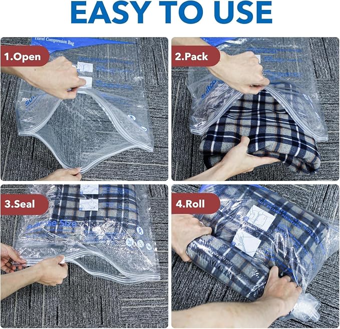 Vacuum Seal Bags for Clothing Travel & Home Storage, travel vacuum bags with pump, Store Blankets, Comforters, Pillows, Seasonal Clothes Compactly,36 Pack With Electric Pump - Image 8