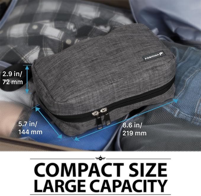 Fosmon Hanging Travel Toiletry Bag, Compact Travel Organizer | Water-resistant nylon, multiple pockets for toiletries/makeup, lightweight, ideal for men/women, shower and travel use. - Image 4