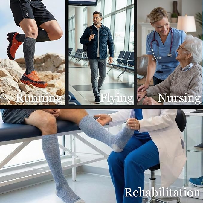 LEVSOX Bamboo Viscose Graduated Compression Socks for Women&Men - Cushioned Knee-High 15-20mmHg Support Socks - Image 2
