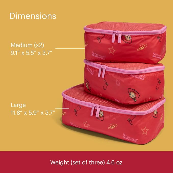 Away Toy Story 5 Kids Packing Cubes Set of 3, Travel Organizers | Medium & Wide Packing Cubes, Water-Repellent Nylon with Mesh Tops, Space-Saving for Kids Carry-On, Jessie Red - Image 5