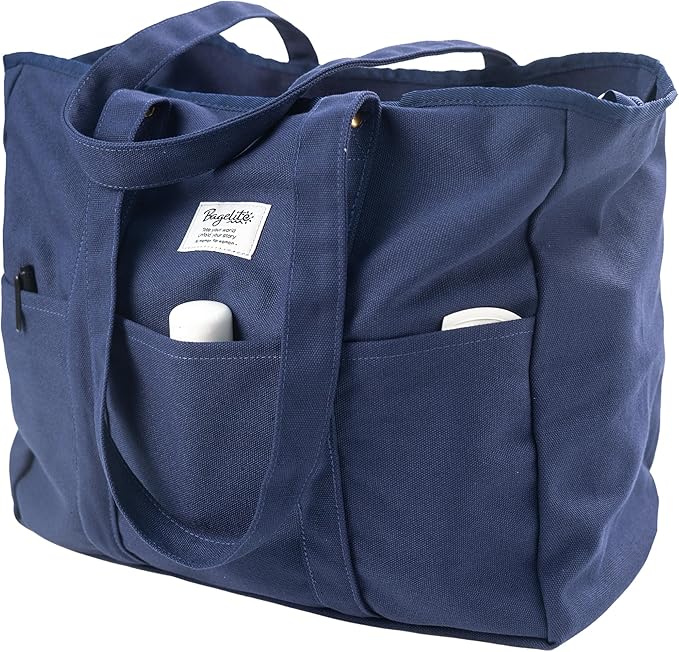 Bagelite Extra Large Canvas Tote for Women Men, Utility Work Bag with Zipper by Bagelite