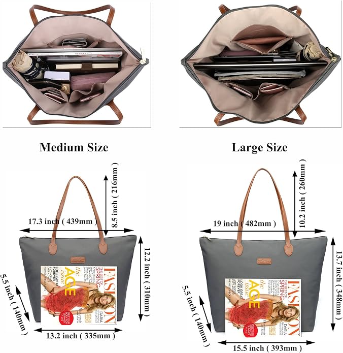 Water Resistant Light Weight Nylon Tote Bag Handbag - Image 4