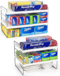 2 Pack Expandable Kitchen Wrap Organizer Rack, Height & Width Adjustable Aluminum Foil and Plastic Wrap Organizer for Pantry, Cabinet Food Wrap Organization and Storage - (3 Tier 9.8 to 15.6"L) by HomeKitchen