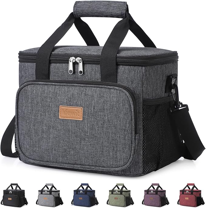 Lifewit Large Lunch Bag, Insulated Lunch Box, Soft Cooler Cooling Tote for Adult Men Women, Dark Gray 24-Can (15L) by Lifewit