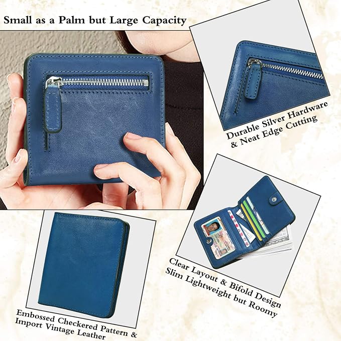 Small Leather Wallet for Women, Ladies Credit Card Holder RFID Blocking Women's Mini Bifold Pocket Purse - Image 3