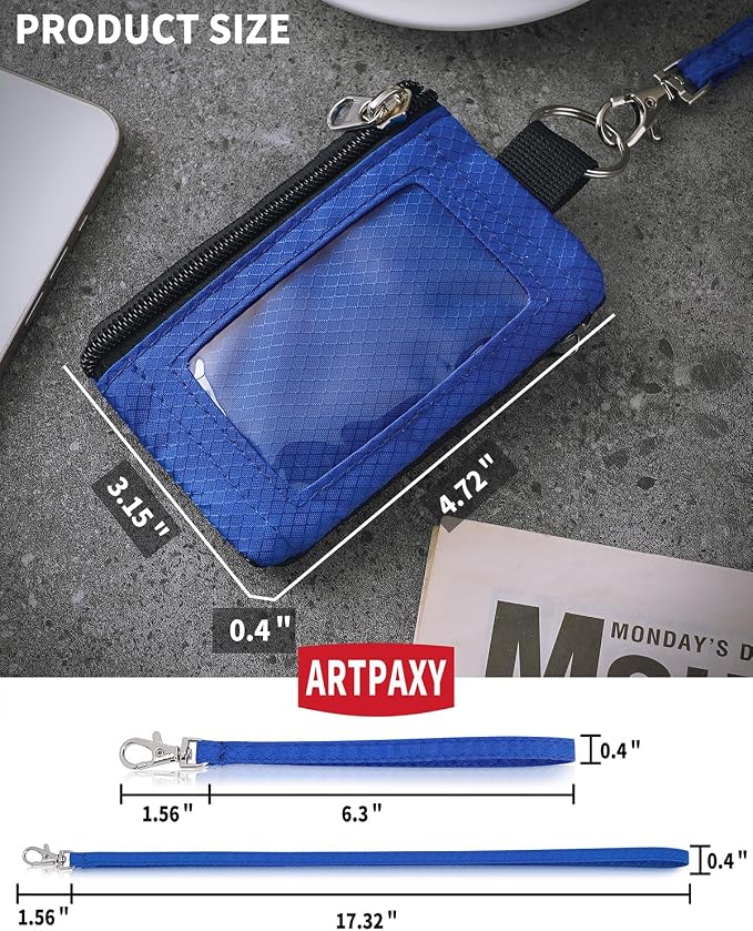 Artpaxy Minimalist Wallet For Mens Womens, Keychain RFID Blocking Zipper Small Wallet with ID Window 2 Lanyards,Water Resistant Travel Cash Card Coin Case Boys Girls - Image 3