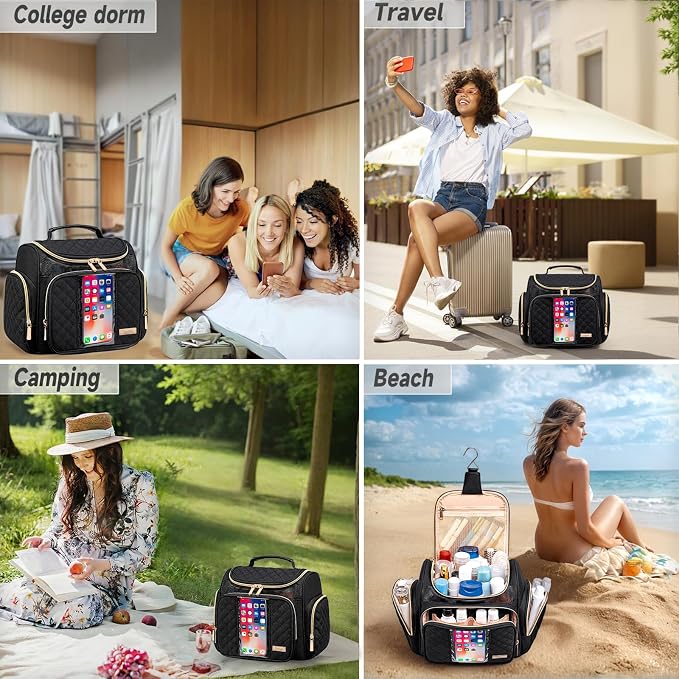 Tealari Large Toiletry Bag for Women Men,Bathroom Bag,Water Resistant Shower Bag,Makeup Bag,Portable Shower Caddy for College Dorm,Hanging Travel Toiletry Bag with Transparent Waterproof Phone Pocket - Image 7