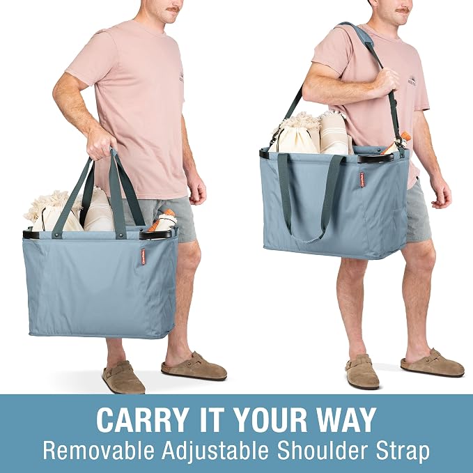 CleverMade Gear Hauler Pro Collapsible Tote Bag, 55L Outdoor Tote | Haul Bulky Gear Without Sagging | Aluminum Frame Holds 100 lb, While Shoulder and Crossbody Straps Offer Flexible Carry - Image 5