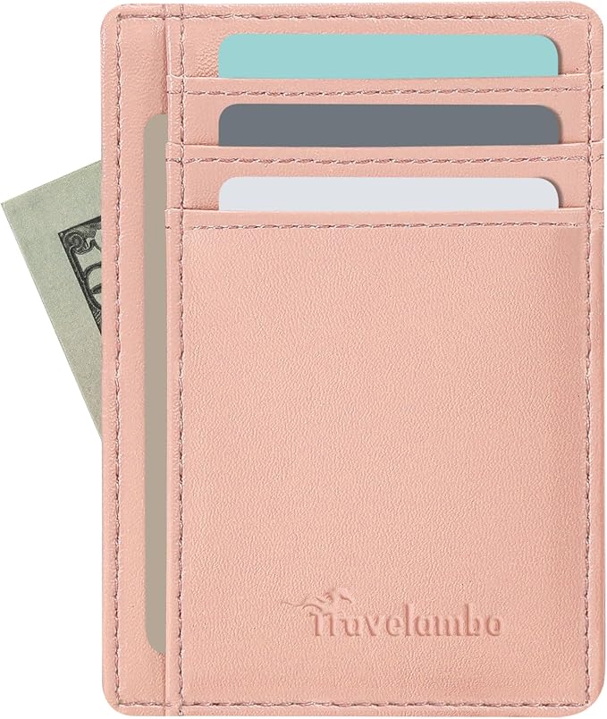 Travelambo Slim Wallet Front Pocket Minimalist Leather RFID Blocking Medium Size by Travelambo