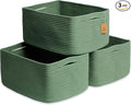 NaturalCozy Storage Baskets 16.8”x13”x7.6” Cotton Rope Woven Baskets for Organizing 3-Pack | Toy Storage Bins | Basket for Shelves, Laundry, Blanket, Clothes, Closet, Kitchen, Bathroom, Gifts by NaturalCozy