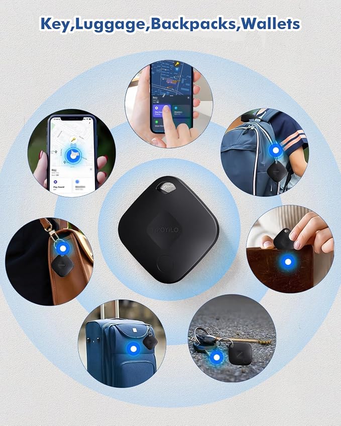 Real-time Positioning Tracker Tag(Only for Android, Not for iOS), Key Finder, Itme Tracker Work with Google Find Hub, Tracker for Key, Luggage, Backpack etc, 4 Pack Black - Image 7