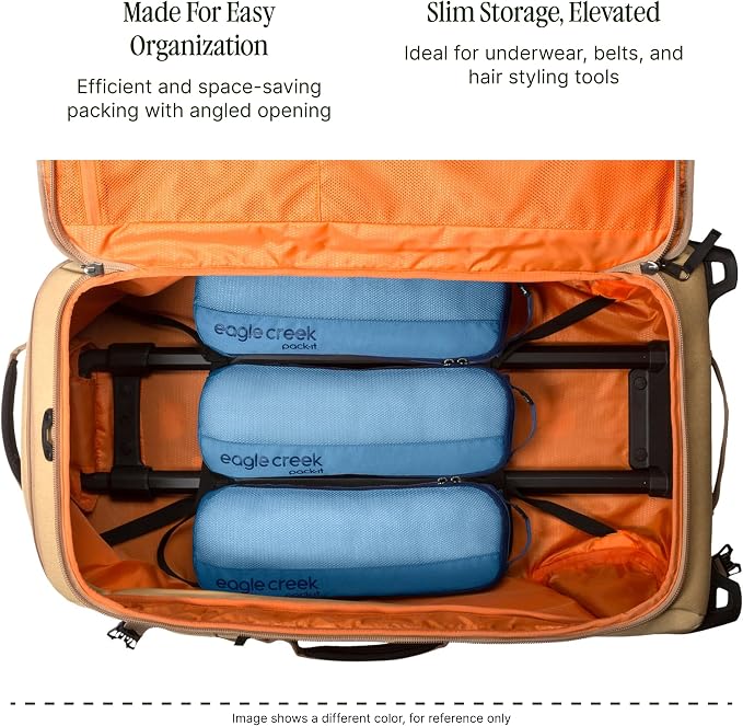 Eagle Creek Pack-It Reveal Slim Cube M/M/M Set - Minimalist Compact Travel Organizer for Hair Styling Tools, Belts & Small Items - Travel Accessories - Storm Grey - Image 4