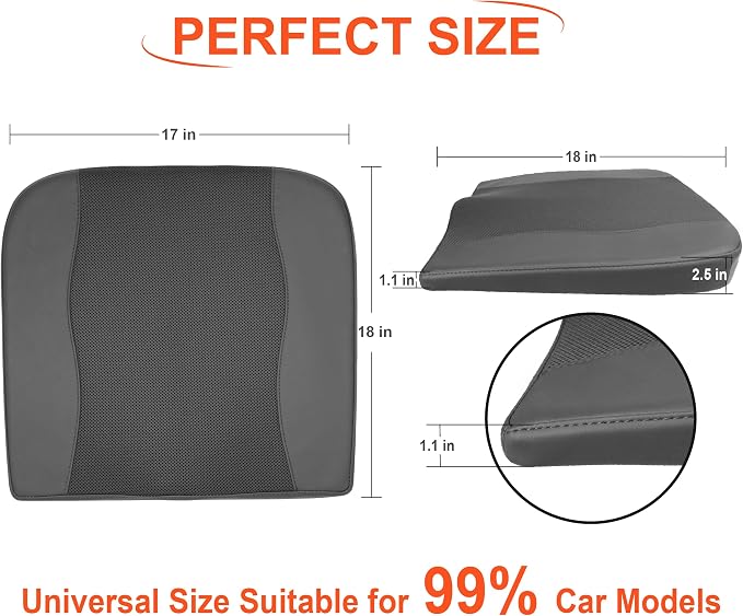 Lofty Aim Car Seat Cushion, Memory Foam Car Seat Cushions for Long Driving | Comfy Car Seat Pillow for Pain Relief, Driver Seat Cushion Adds Height, Butt Cushion for Car, Office Chair, Classic Black - Image 7